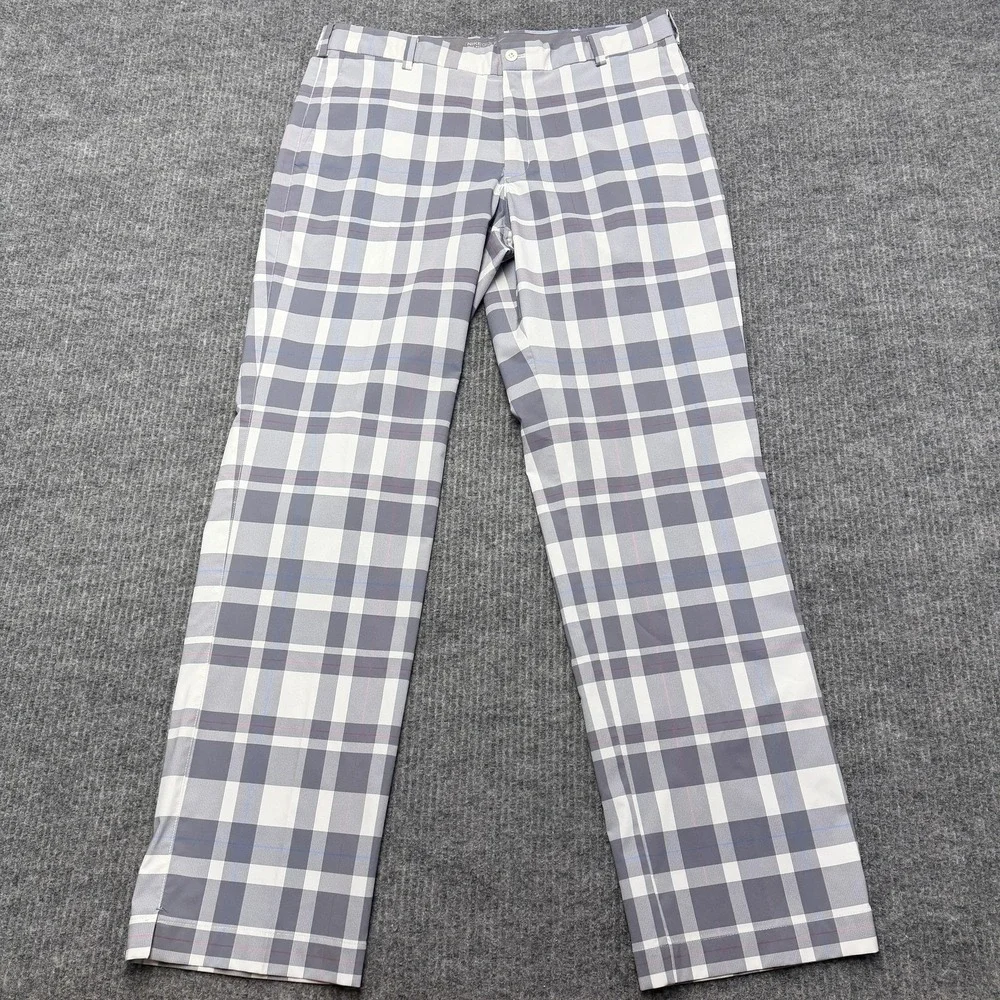 Nike Golf Pants Mens 35x32 Gray Plaid Dri-FIT Tour Performance Tech Stretch